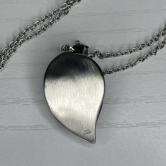 Genuine Lapis 925 Sterling Silver Over SS Leaf Necklace & Earrings Set - Picture 4 of 8